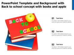 Powerpoint template and background with back to school concept with books and apple
