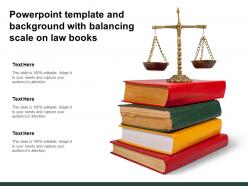 Powerpoint template and background with balancing scale on law books