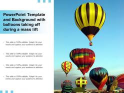 Powerpoint template and background with balloons taking off during a mass lift