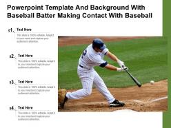 Powerpoint template and background with baseball batter making contact with baseball