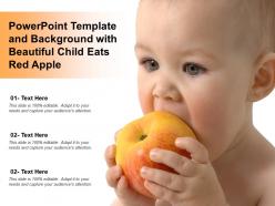 Powerpoint template and background with beautiful child eats red apple