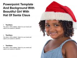 Powerpoint template and background with beautiful girl with hat of santa claus