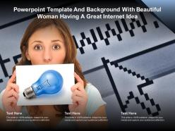 Powerpoint template and background with beautiful woman having a great internet idea