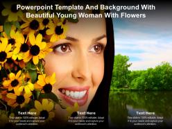 Powerpoint template and background with beautiful young woman with flowers
