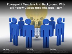 Powerpoint Template And Background With Big Yellow Classic Bulb And Blue Team