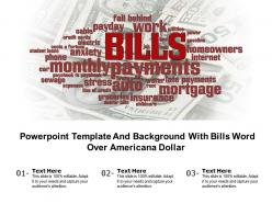 Powerpoint template and background with bills word over americana dollar