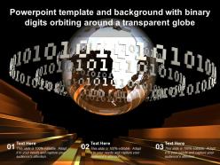 Powerpoint template and background with binary digits orbiting around a transparent globe