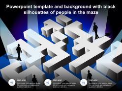 Powerpoint template and background with black silhouettes of people in the maze