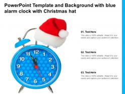 Powerpoint template and background with blue alarm clock with christmas