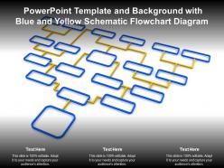 Powerpoint template and background with blue and yellow schematic flowchart diagram