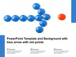 Powerpoint template and background with blue arrow with red points