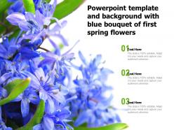 Powerpoint template and background with blue bouquet of first spring flowers