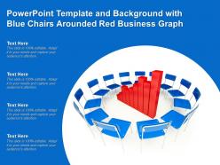 Powerpoint template and background with blue chairs arounded red business graph