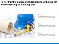 Powerpoint template and background with blue hat and measuring on building plan