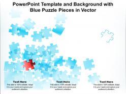 Powerpoint template and background with blue puzzle pieces in vector