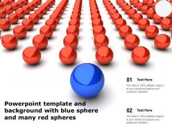 Powerpoint template and background with blue sphere and many red spheres