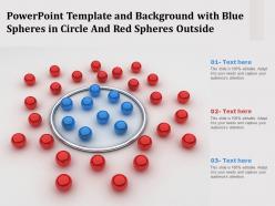 Powerpoint template and background with blue spheres in circle and red spheres outside