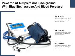 Powerpoint template and background with blue stethoscope and blood pressure