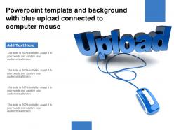 Powerpoint template and background with blue upload connected to computer mouse