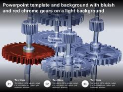Powerpoint Template And Background With Bluish And Red Chrome Gears On A Light Background