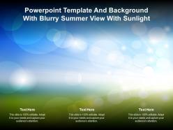 Powerpoint template and background with blurry summer view with sunlight