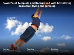 Powerpoint template and background with boy playing basketball flying and jumping