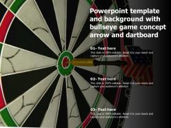 Powerpoint template and background with bullseye game concept arrow and dartboard