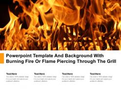 Powerpoint template and background with burning fire or flame piercing through the grill