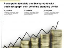 Powerpoint template and background with business graph coin columns standing below