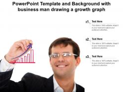 Powerpoint template and background with business man drawing a growth graph