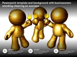 Powerpoint template and background with business men standing cheering on success