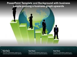 Powerpoint template and background with business people pushing a business graph upwards