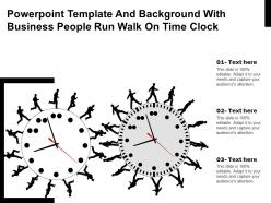 Powerpoint template and background with business people run walk on time clock