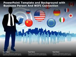 Powerpoint template and background with business person and wifi connection