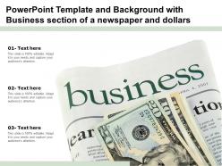 Powerpoint template and background with business section of a newspaper and dollars