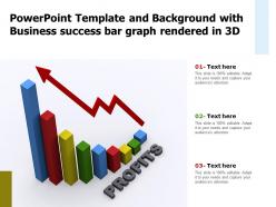 Powerpoint template and background with business success bar graph rendered in 3d