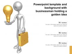 Powerpoint template and background with businessman holding a golden idea