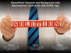 Powerpoint template and background with businessman holding the solution sign