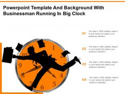 Powerpoint template and background with businessman running in big clock