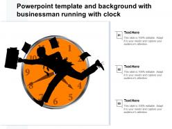 Powerpoint template and background with businessman running with clock