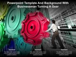 Powerpoint template and background with businessman turning a gear