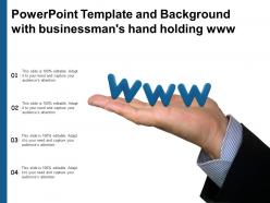 Powerpoint template and background with businessmans hand holding www