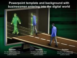 Powerpoint template and background with businessmen entering into the digital world