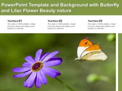 Powerpoint template and background with butterfly and lilac flower beauty nature