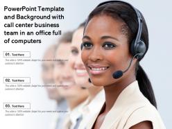 Powerpoint template and background with call center business team in an office full of computers