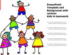 Powerpoint template and background with cartoon kids in teamwork
