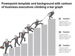 Powerpoint template and background with cartoon of business executives climbing a bar graph