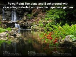 Powerpoint template and background with cascading waterfall and pond in japanese garden