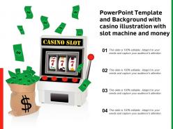 Powerpoint template and background with casino illustration with slot machine and money
