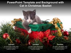 Powerpoint template and background with cat in christmas basket